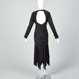 1980s Casadei Black Beaded Dress