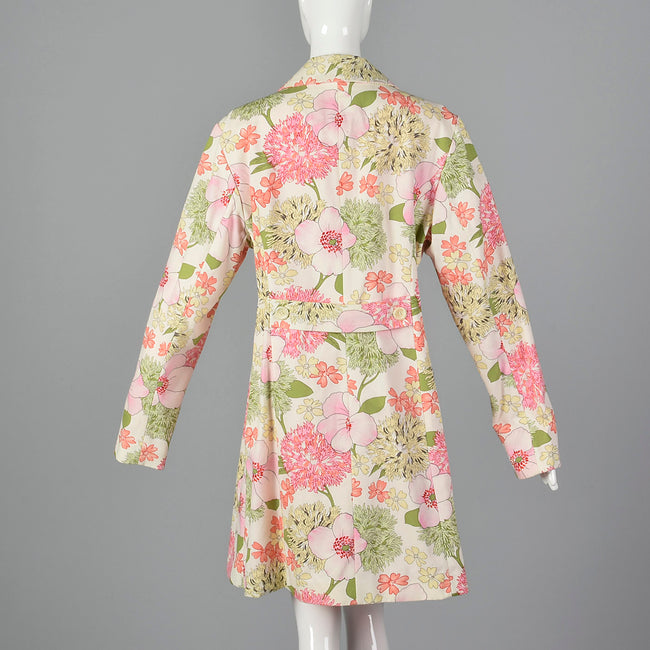 1960s Pink Floral Spring Coat