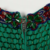 Small 1960s Emerald Green Formal Beaded Blouse