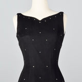 1950s Black Dress with Rhinestones and Asymmetric Bow