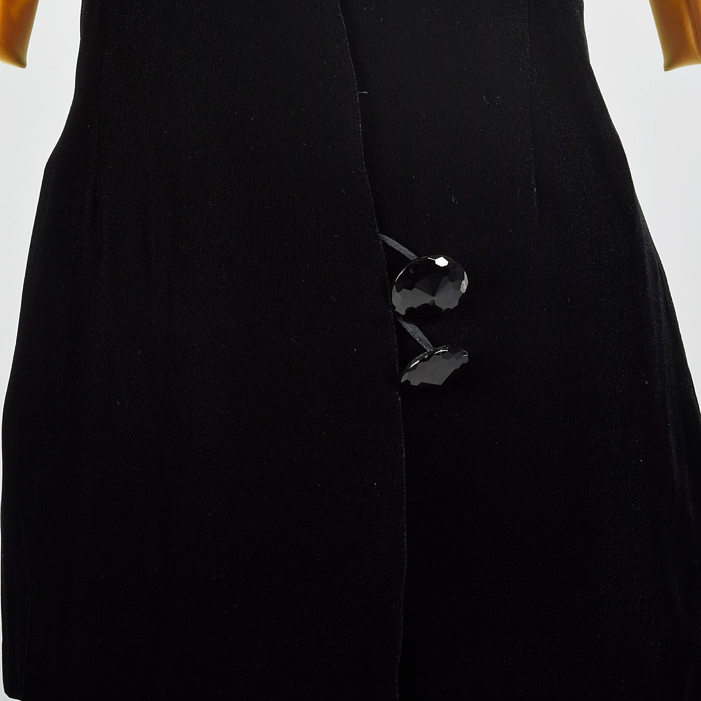 1980s Ingrid Luhn Black Velvet Skirt Suit with Gold Shoulders