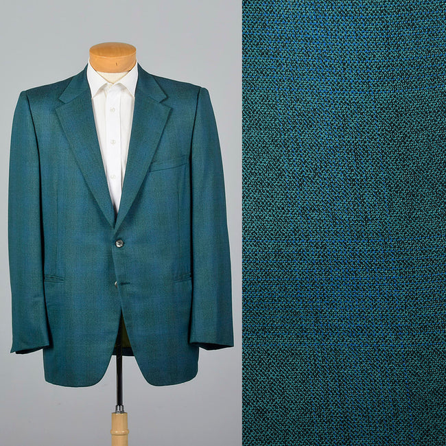 1970s Blue Green Stripe Jacket with Wide Lapels