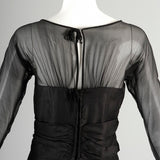 1960s Black Silk Dress with Sheer Overlay
