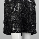Small 1980s Black Sequin Shift Dress