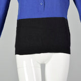 Medium Sonia Rykiel 1990s Blue and Black Color Blocked  Sweater