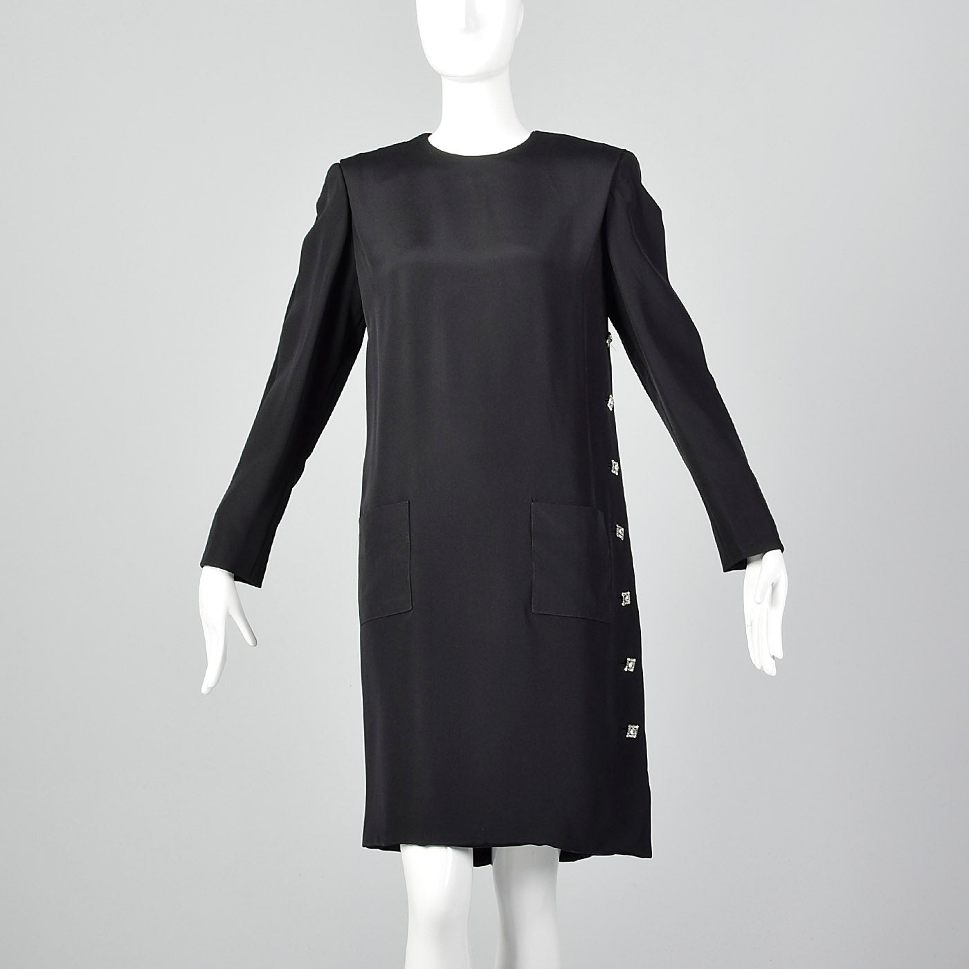 1980s Michael Novarese Black Dress