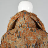 1970s Tapestry Coat with Large Fur Collar