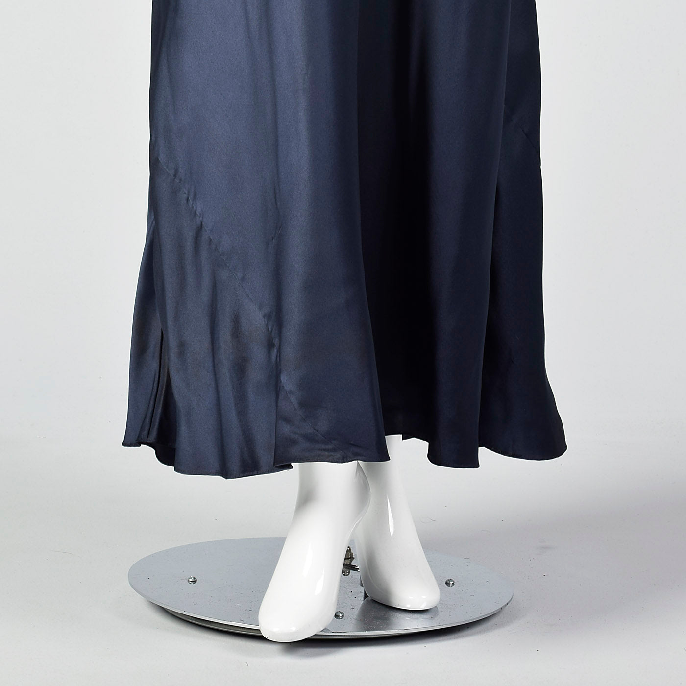 1930s Glamorous Navy Silk Dress