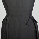 XS 1950s Sleeveless Black Silk LBD Cocktail Dress