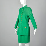 1990s St John Green Knit Skirt Suit