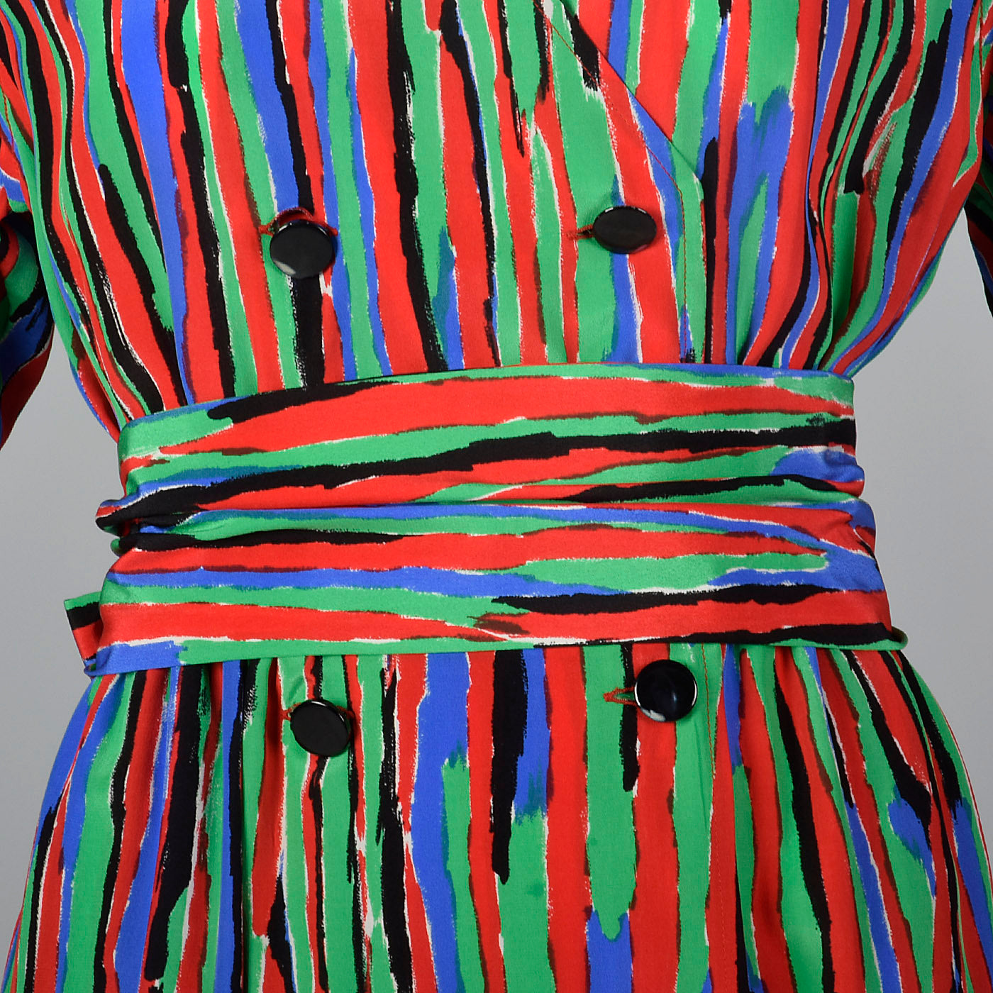 1980s Yves Saint Laurent Colorful Stripe Print Dress