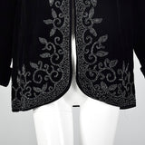 1940s Black Velvet Beaded Swing Jacket