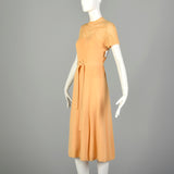 Small St John Knit Dress Orange Sherbet Sheer Casual Short Sleeve