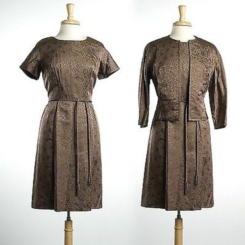1950s Dress and Jacket Set in Floral Brocade
