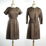 1950s Dress and Jacket Set in Floral Brocade