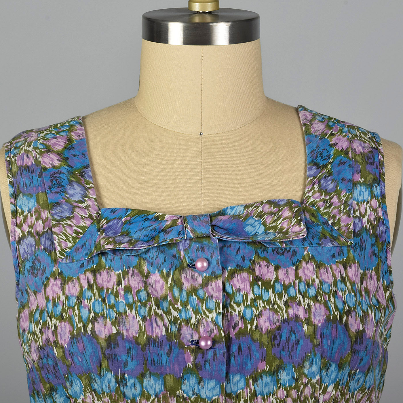 1950s Abstract Floral Print Dress