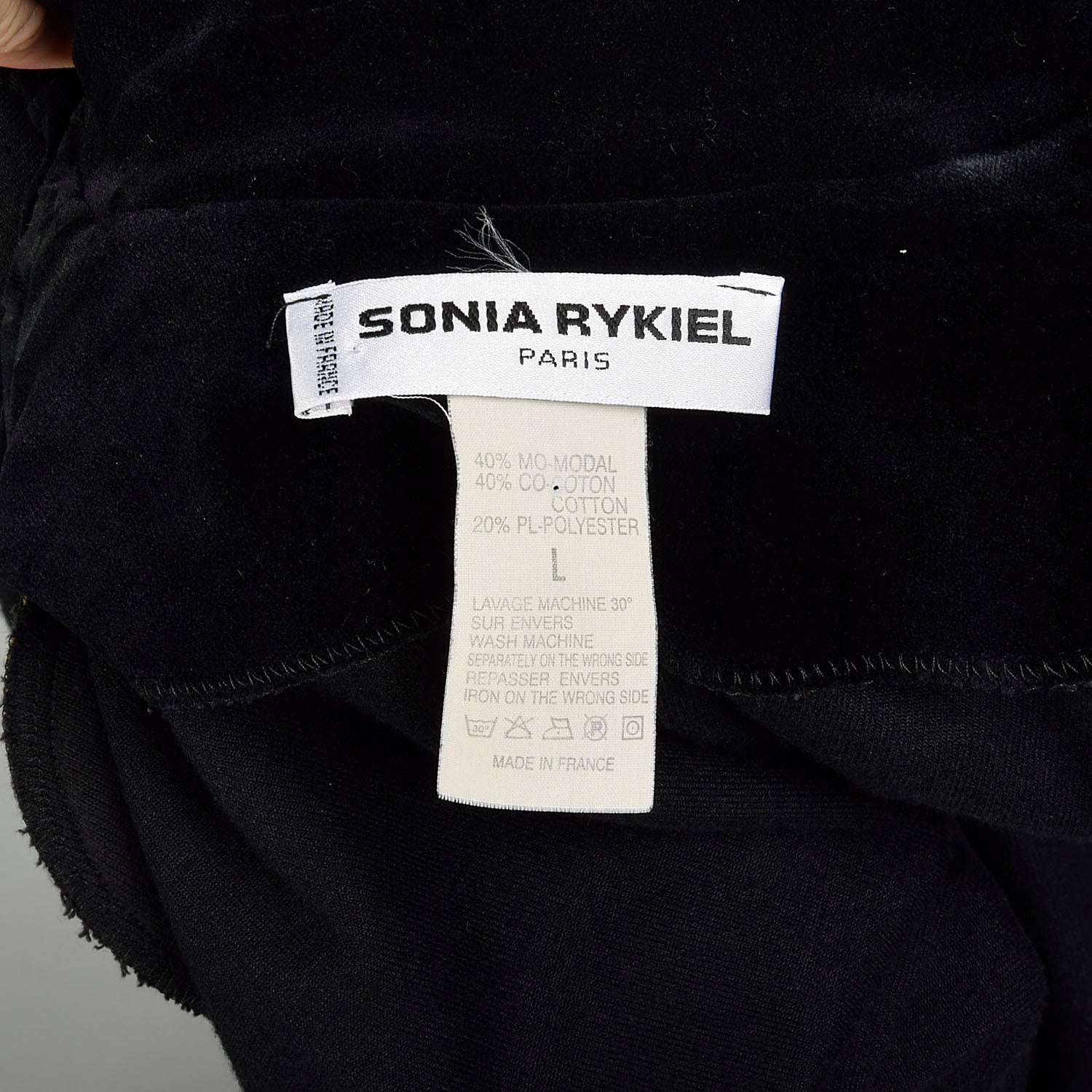 Large 1990s Sonia Rykiel Black Signature Pocket Blazer Velour Cardigan
