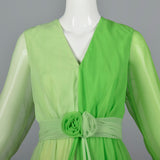 1970s Green Colorblock Maxi Dress