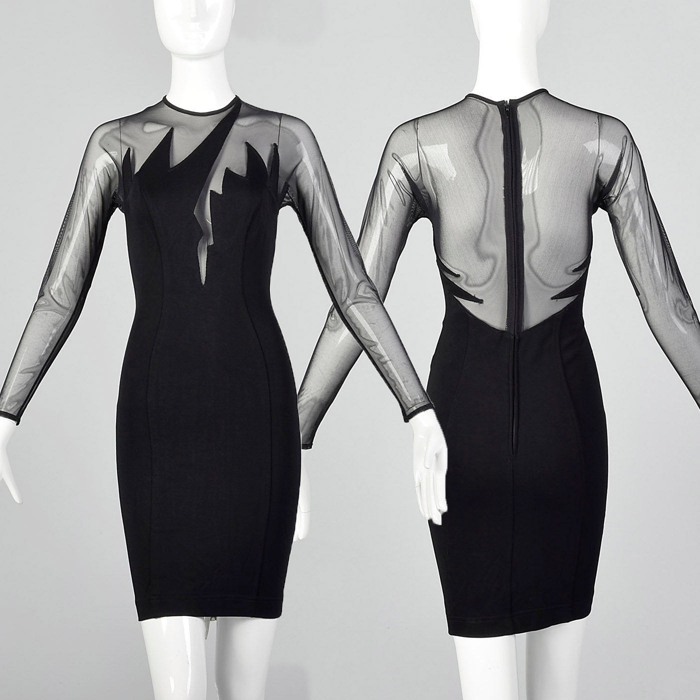 1980s Lillie Rubin Black Body Con Dress