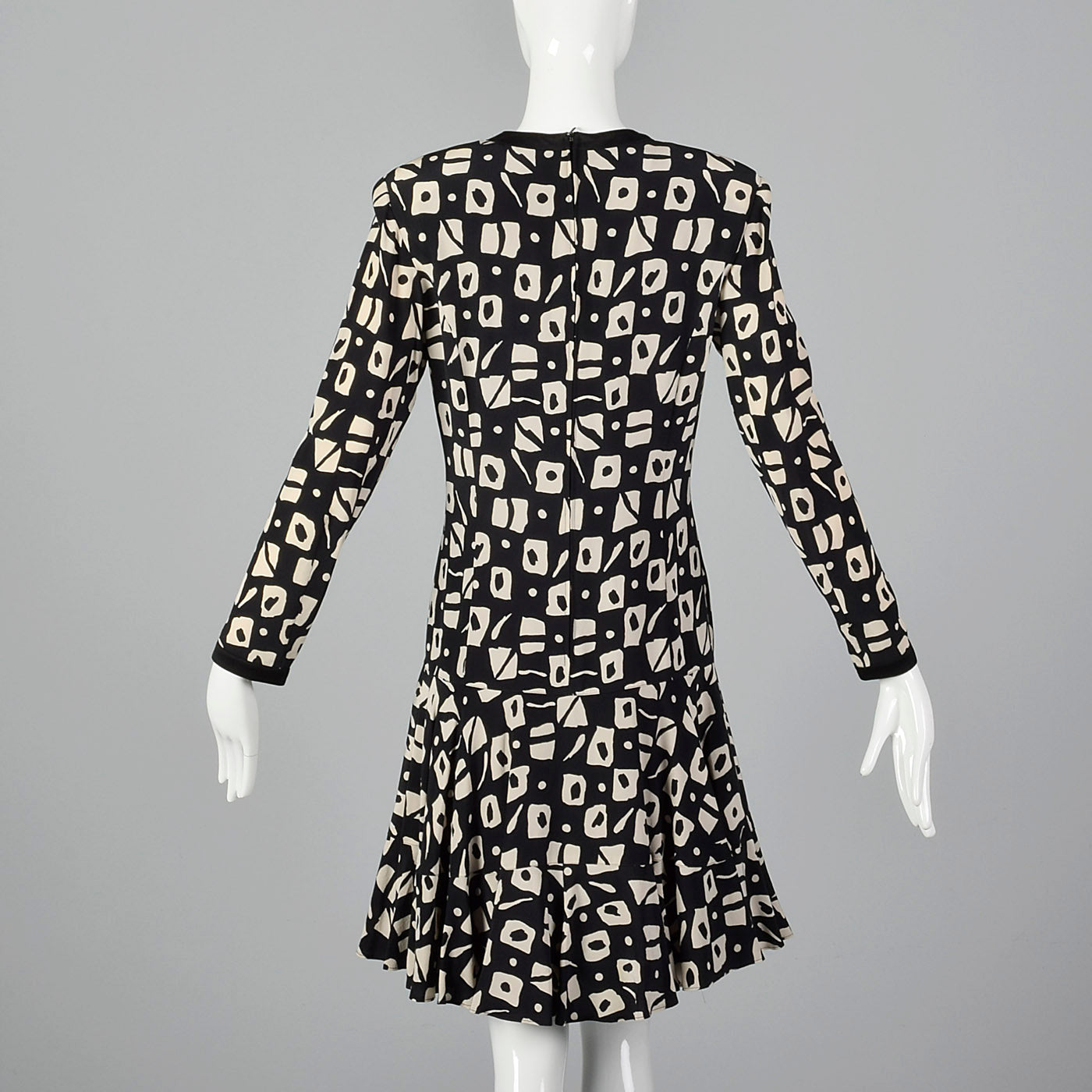 1980s Louis Feraud Black Print Dress with Drop Waist – Style & Salvage