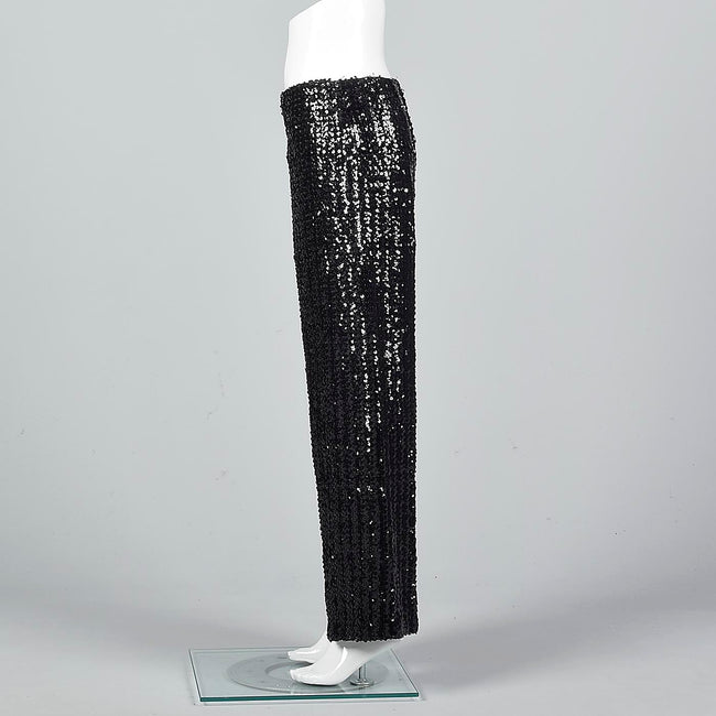 1970s Saks Fifth Avenue Black Sequin Evening Pants