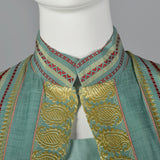 1950s Dress and Jacket Set in Aqua with Gold Trim