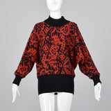 1980s Jaeger Oversized Abstract Sweater in Red & Black