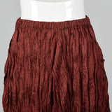 2000s Issey Miyake Iridescent Red Pleated Skirt with Asymmetric Hem