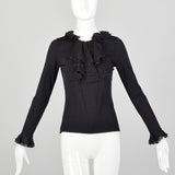 XS Black Long Sleeve Silk Knit Top