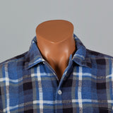 1950s Pilgrim Blue Plaid Flannel Shirt