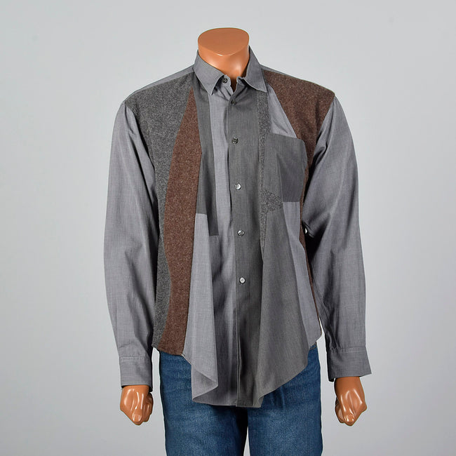 2000s Comme des Garcons SHIRT Patchwork Swing Button Down