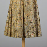 1940s Halter Dress with Abstract Gold Silkscreen Print