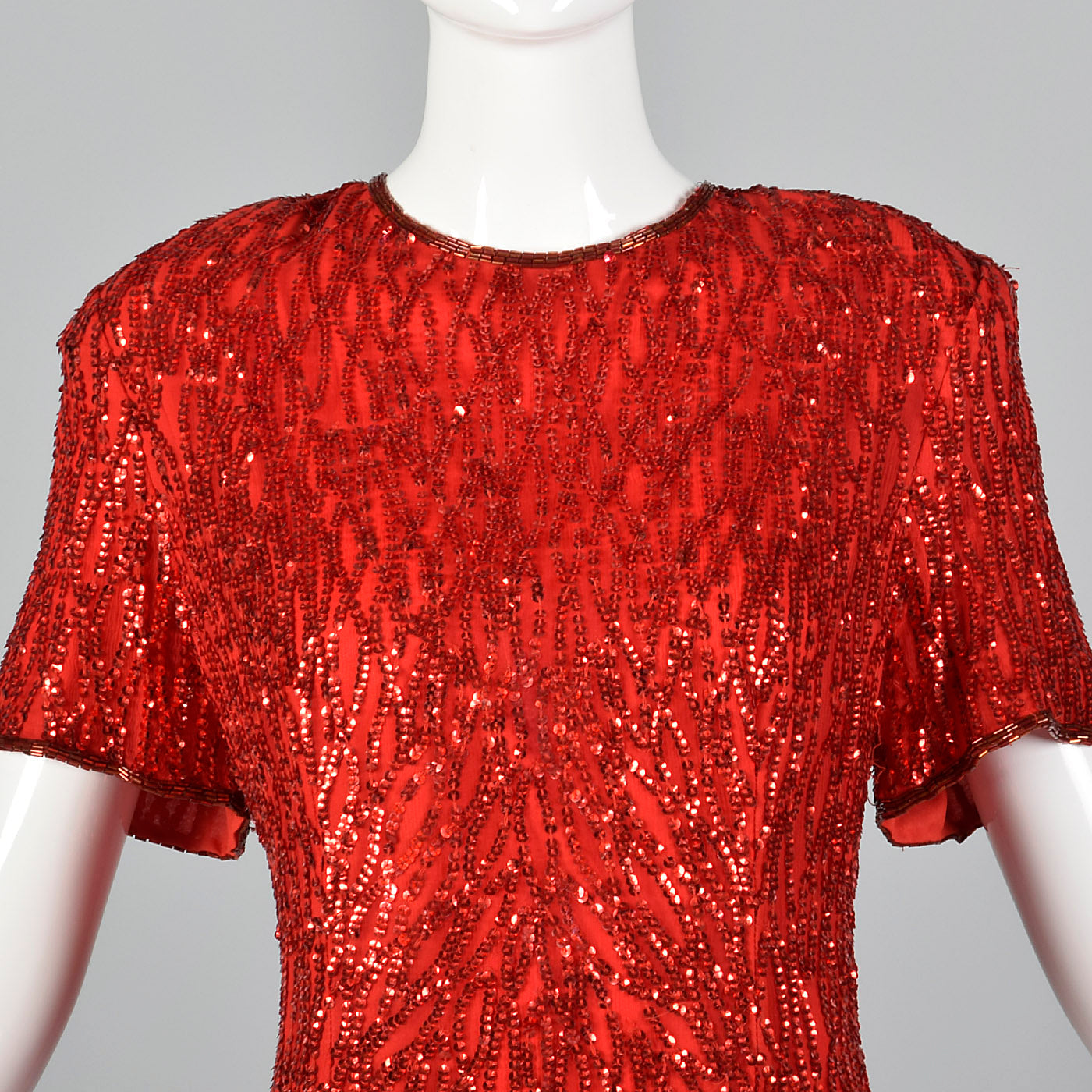 1980s Red Sequin Party Dress