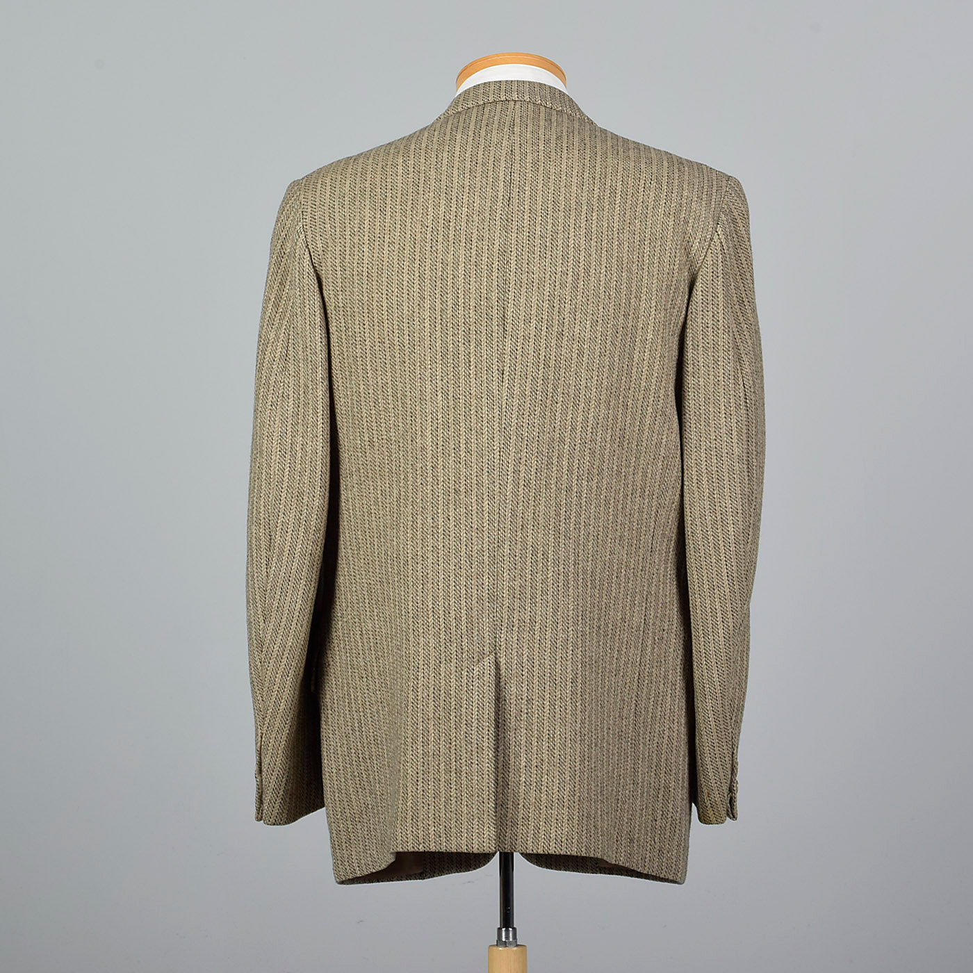 1950s Tan Tweed Stripe Jacket with Convertible Pockets