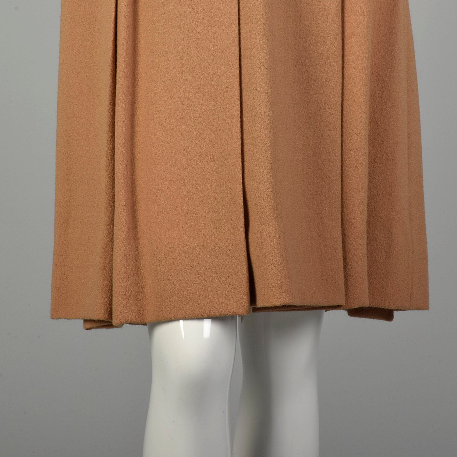 Small 1970s Suit Minimalist Camel Pleated Skirt 2pc Blazer Ensemble