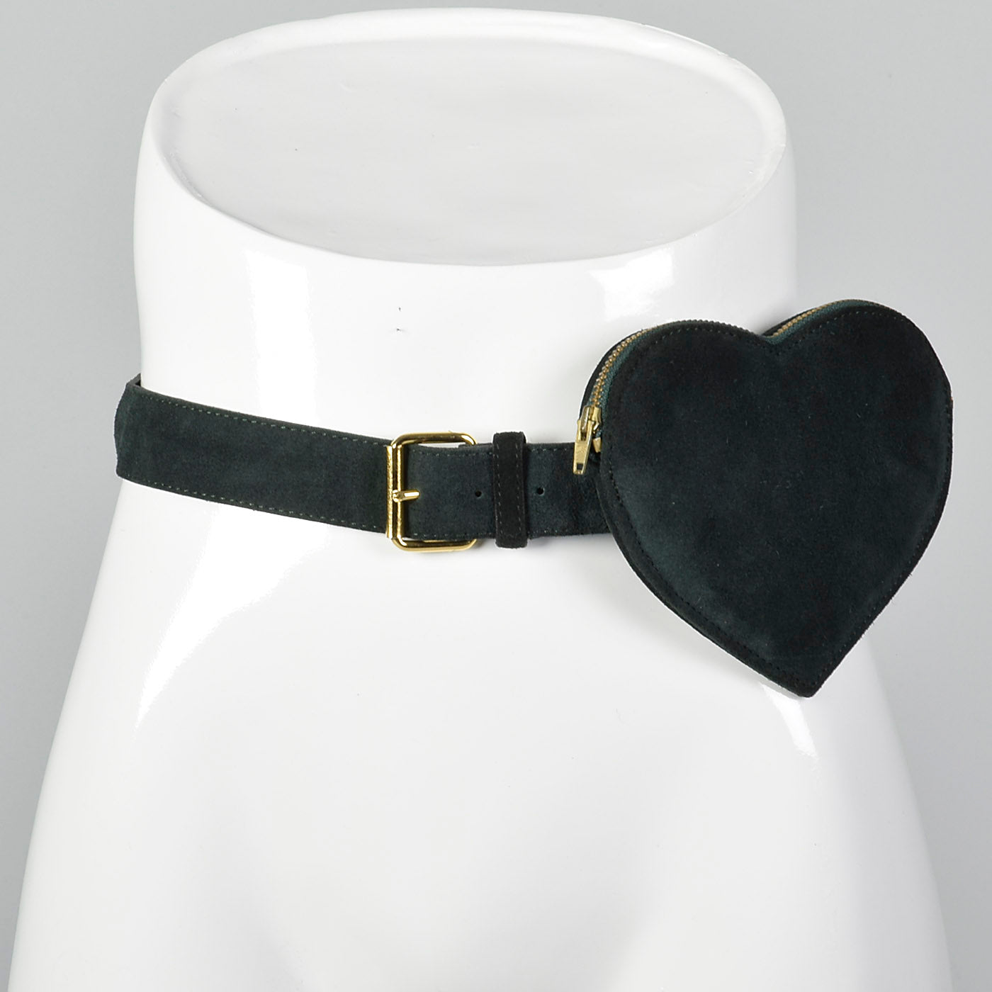 1990s Sonia Rykiel Green Suede Heart Belt