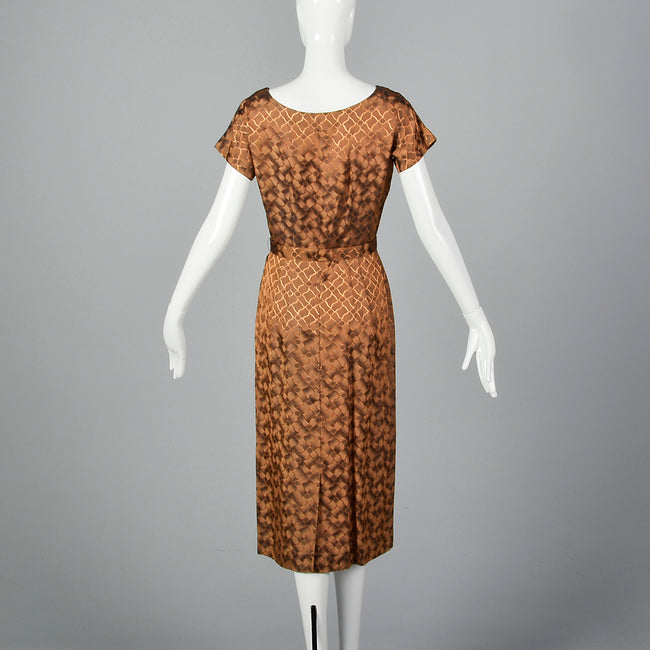 1950s Bronze Pencil Dress
