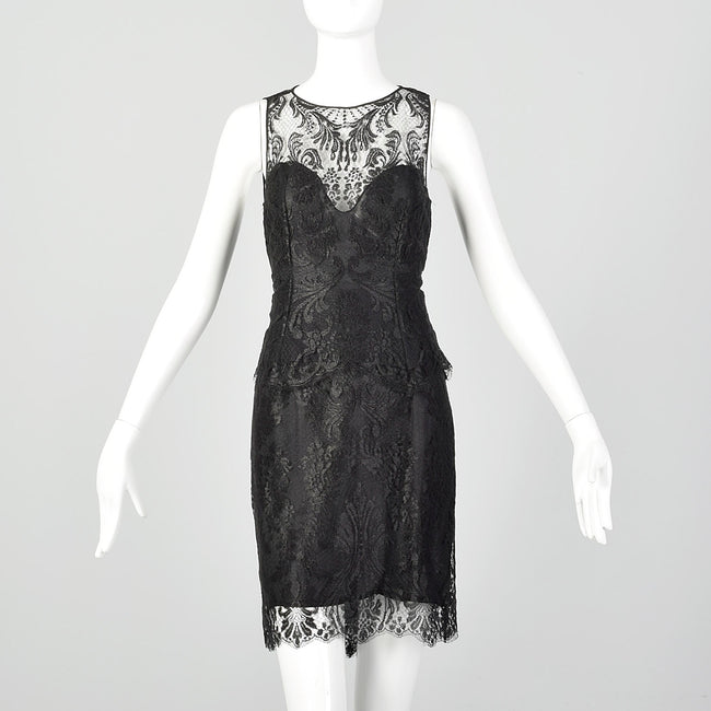XS Pamela Dennis Matching Black Lace Skirt and Top Dress Set