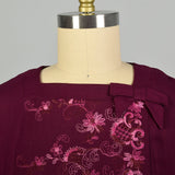 Large 1960s Fuchsia Embroidered Dress