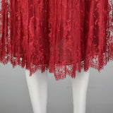 Small 1970s André Laug for Audrey Red Lace Pleated Skirt