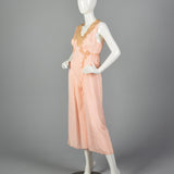 1920s Pink Silk Jumpsuit Pajamas