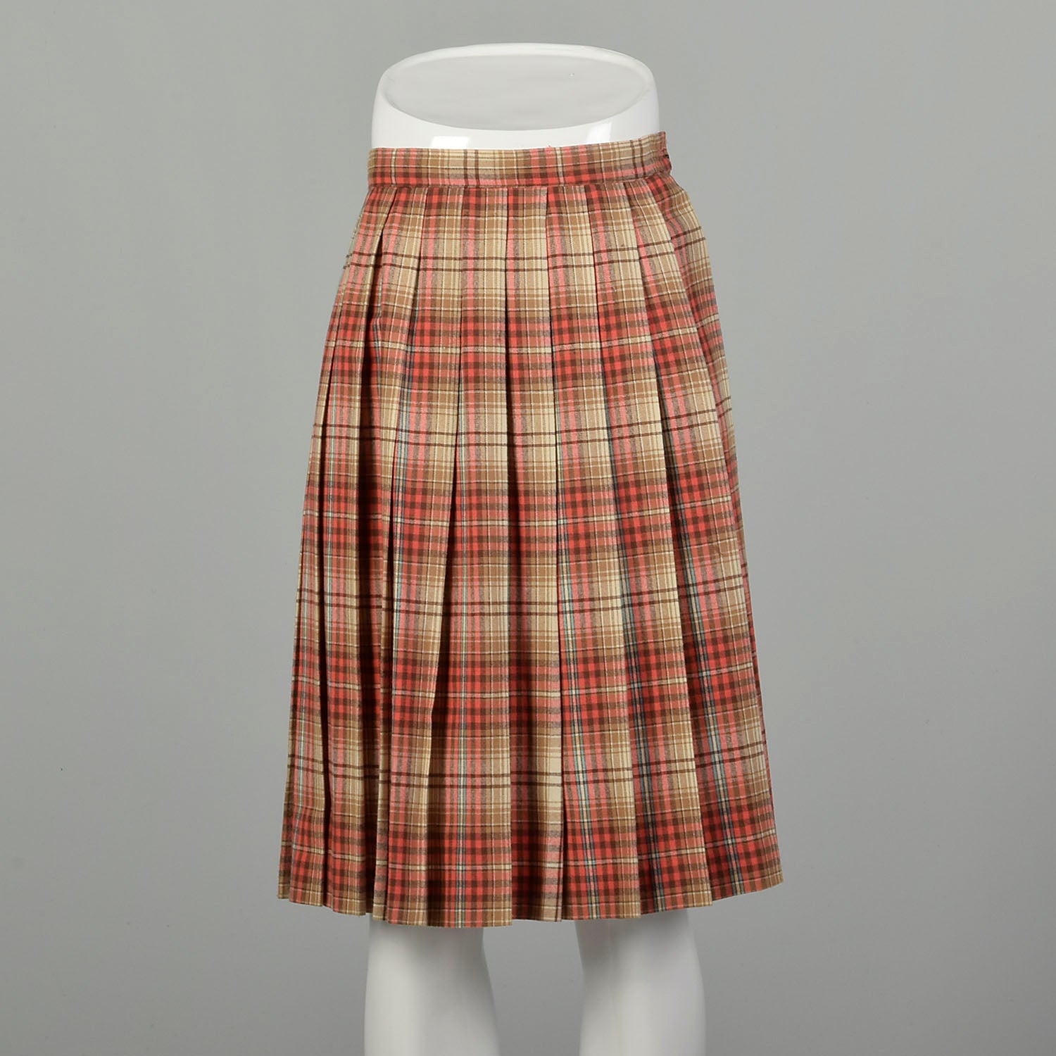 XS 1950s Skirt Plaid Pleated Autumn School Girl Uniform Light Academia