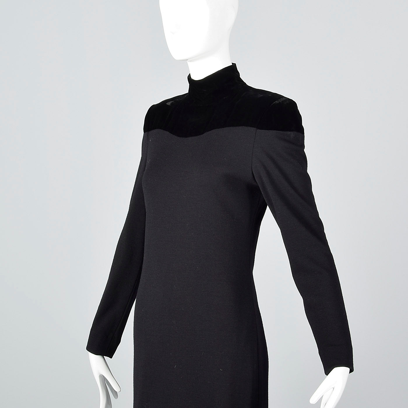 Lanvin Tight Black Pencil Dress with Velvet Shoulders