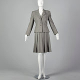 Medium Bill Blass 1980s Gray Wool Skirt Suit