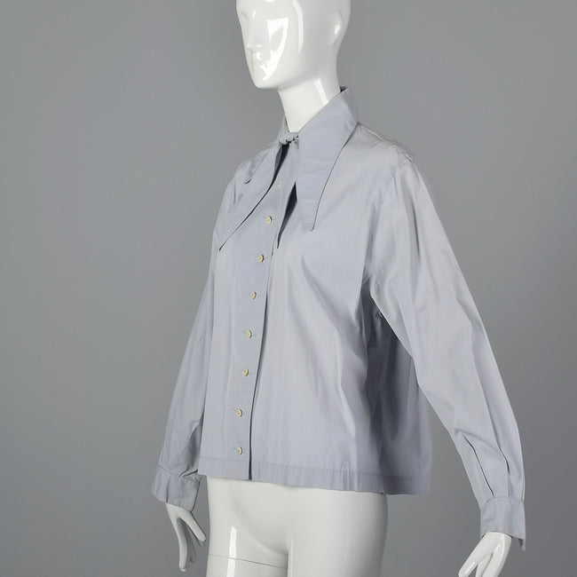1980s Claude Montana Gray Blouse