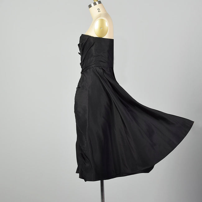 1940s Christian Dior Black Silk Evening Dress