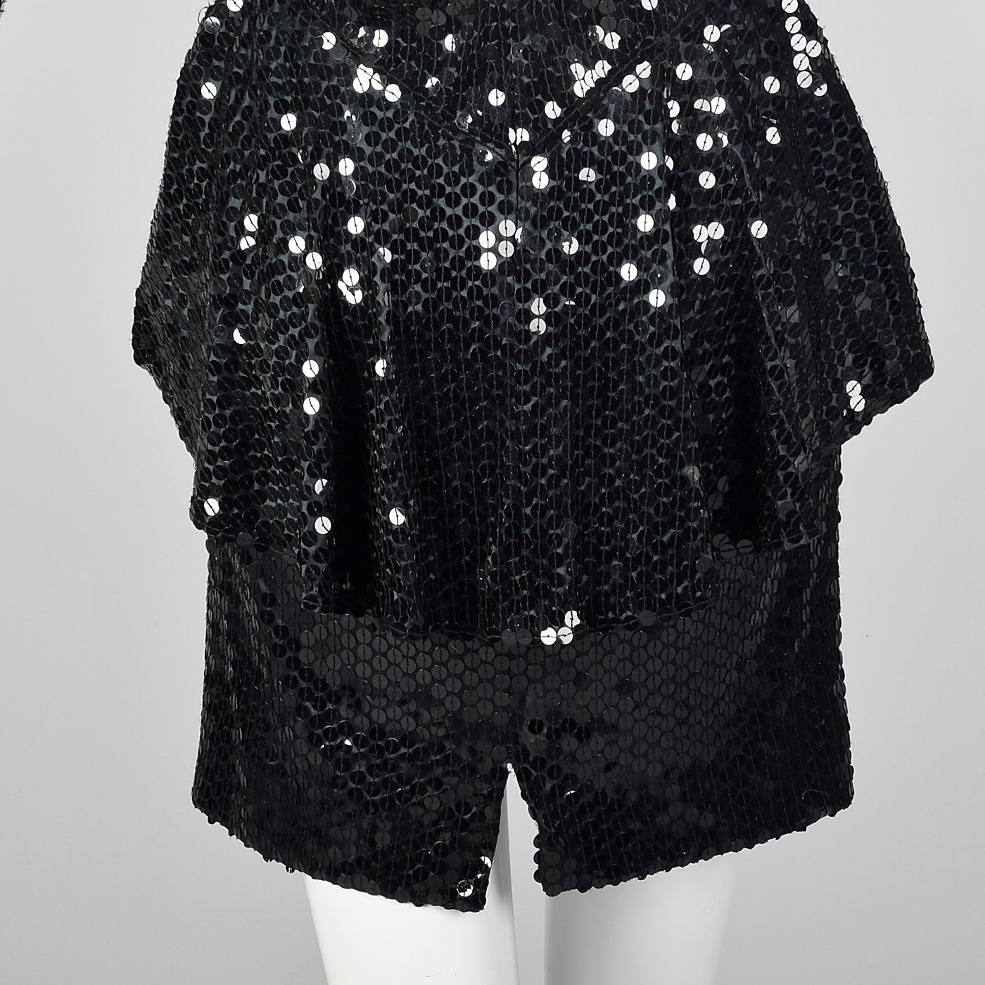 1980s Oleg Cassini Black Sequin Dress