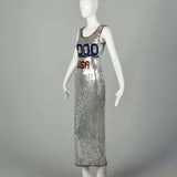 Small 1990s Millennium Dress Formal Sequin Sleeveless New Years Eve