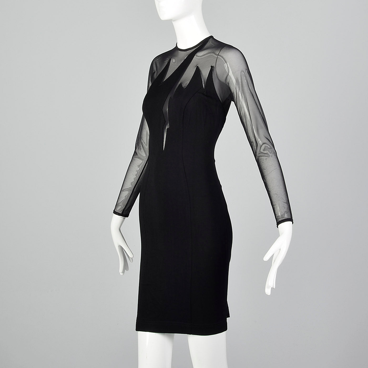 1980s Lillie Rubin Black Body Con Dress