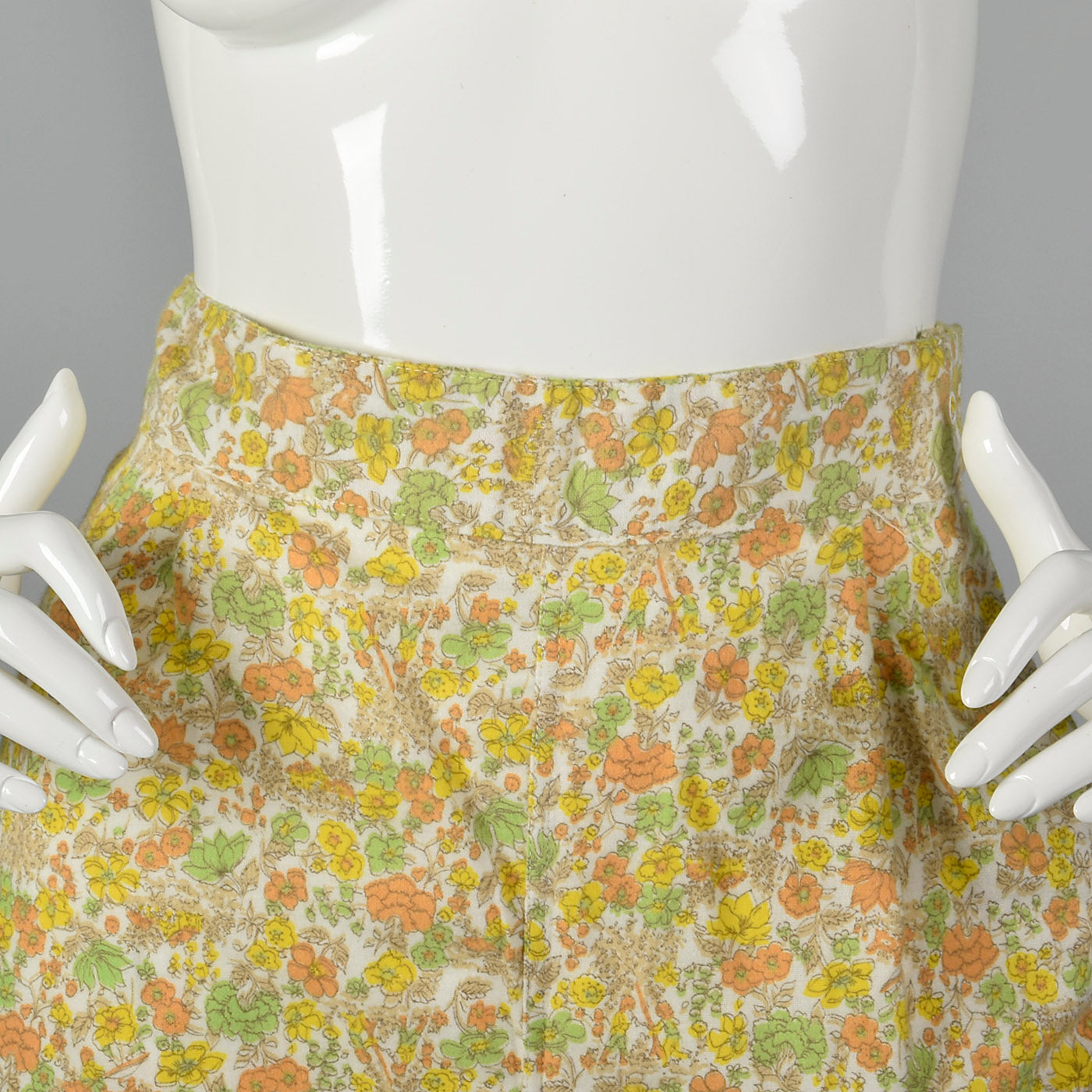 1960s Flannel PJ Set in Orange Floral Print